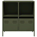 vidaXL olívazöld hidegen hengerelt acél tálalószekrény 68x39x73,5 cm