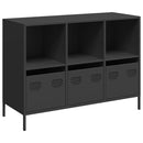 vidaXL fekete hidegen hengerelt acél tálalószekrény 101,5x39x73,5 cm