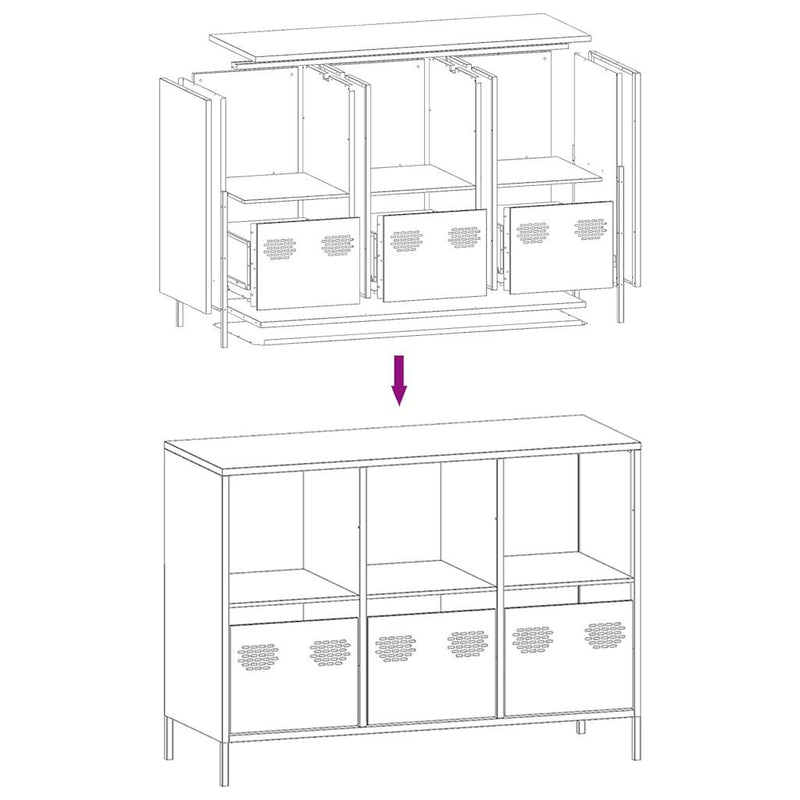 vidaXL fekete hidegen hengerelt acél tálalószekrény 101,5x39x73,5 cm