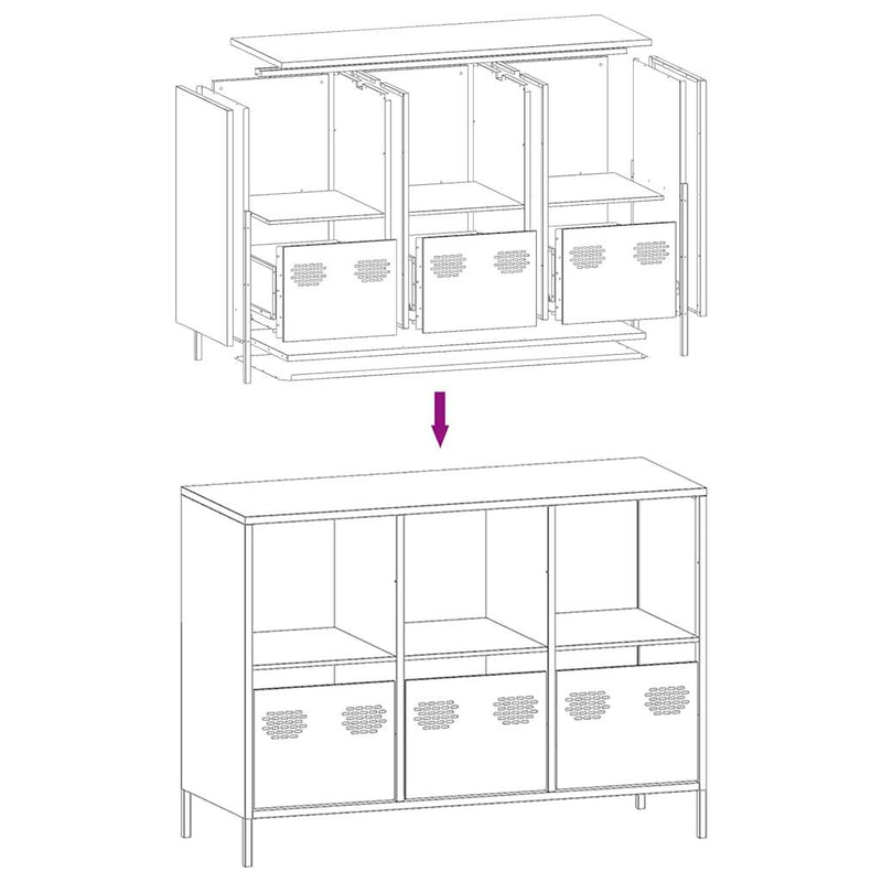 vidaXL antracit hidegen hengerelt acél tálalószekrény 101,5x39x73,5 cm