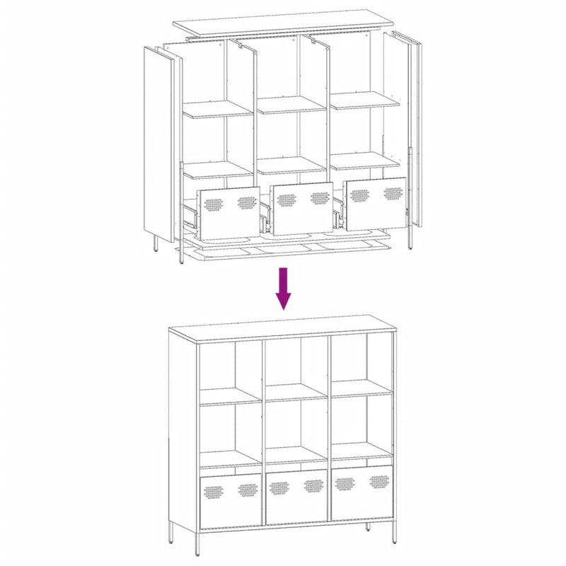 vidaXL antracitszürke acél magasszekrény 101,5 x 39 x 103,5 cm