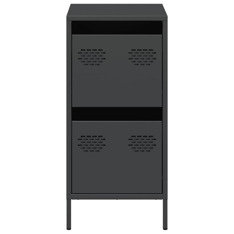 vidaXL fekete hidegen hengerelt acél tálalószekrény 35 x 39 x 73,5 cm