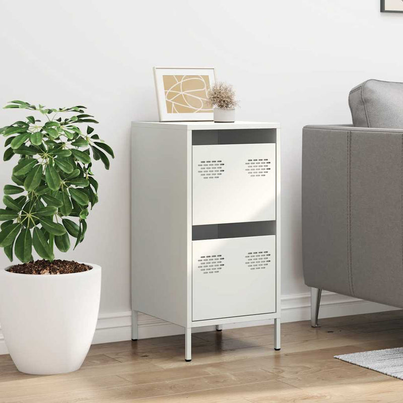 vidaXL fehér hidegen hengerelt acél tálalószekrény 35x39x73,5 cm