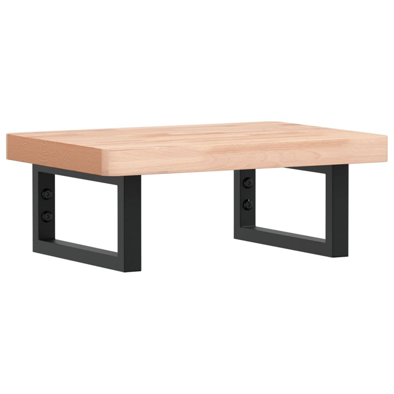 vidaXL acél és tömör bükkfa falra szerelhető mosdópolc