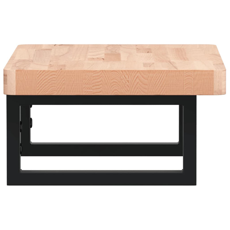 vidaXL acél és tömör bükkfa falra szerelhető mosdópolc