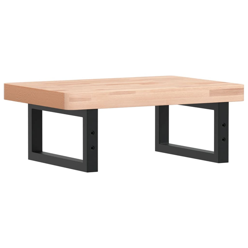 vidaXL acél és tömör bükkfa falra szerelhető mosdópolc