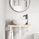 vidaXL acél és tömör tölgyfa falra szerelhető mosdópolc