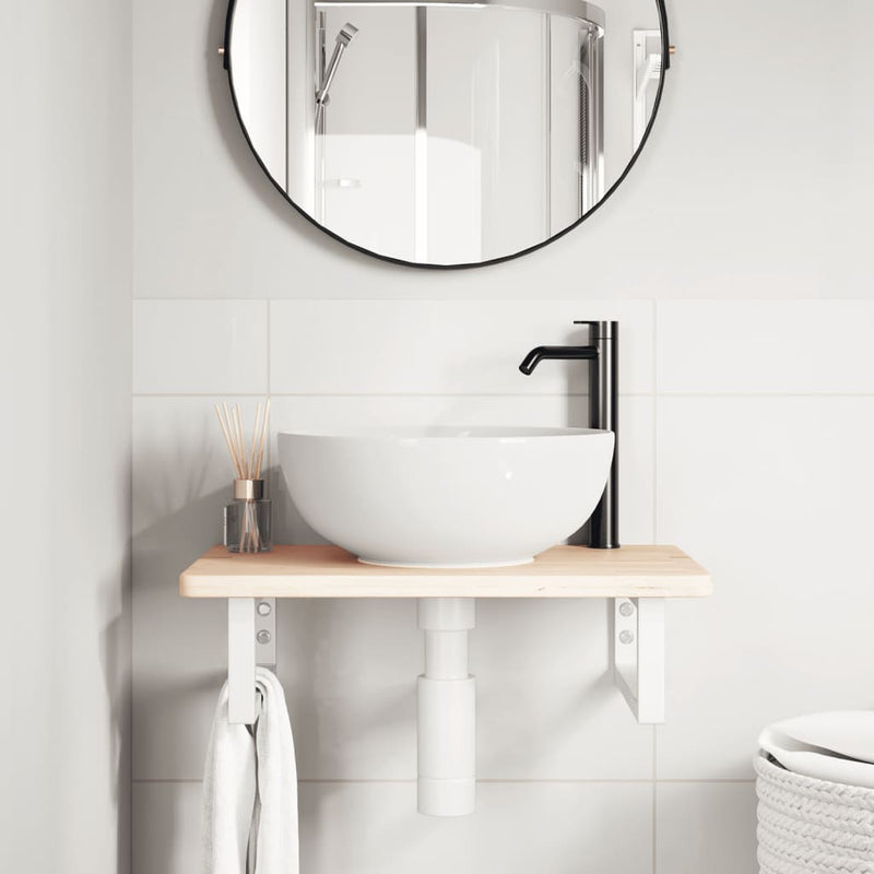 vidaXL acél és tömör tölgyfa falra szerelhető mosdópolc