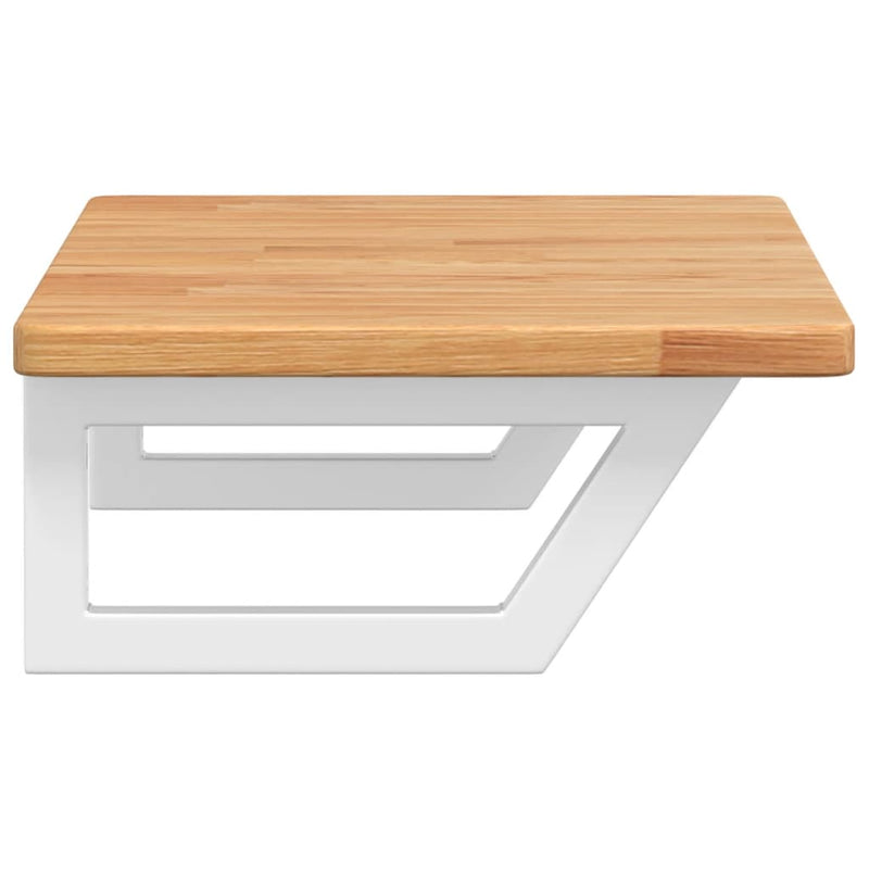 vidaXL acél és tömör tölgyfa falra szerelhető mosdópolc