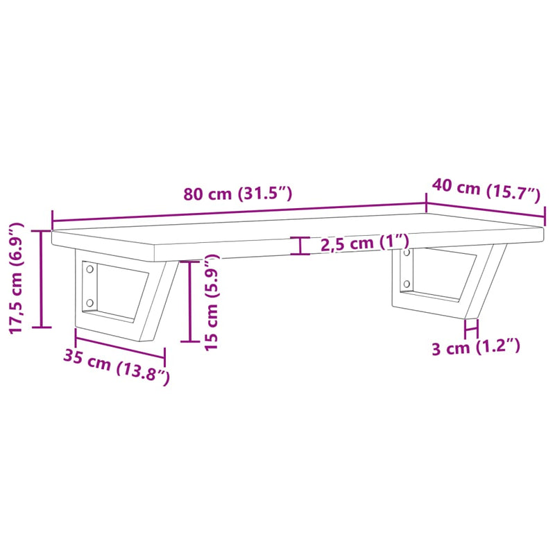 vidaXL acél és tömör tölgyfa falra szerelhető mosdópolc