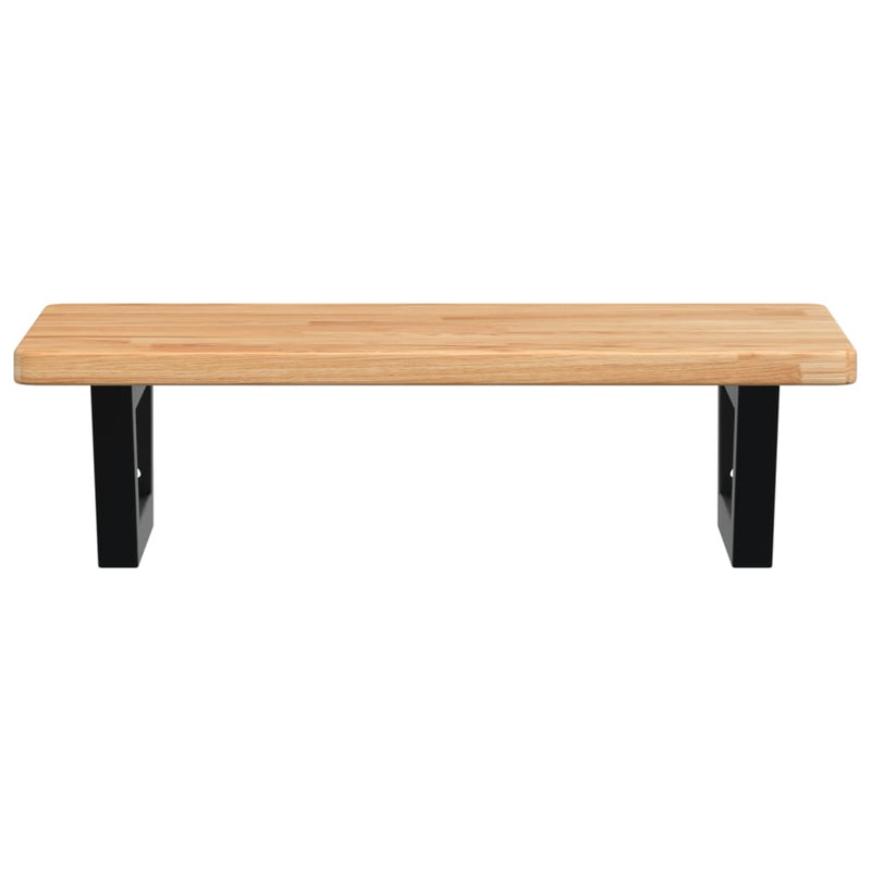 vidaXL acél és tömör tölgyfa falra szerelhető mosdópolc