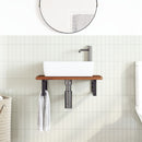 vidaXL acél és tömör tölgyfa falra szerelhető mosdópolc