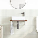 vidaXL acél és tömör tölgyfa falra szerelhető mosdópolc