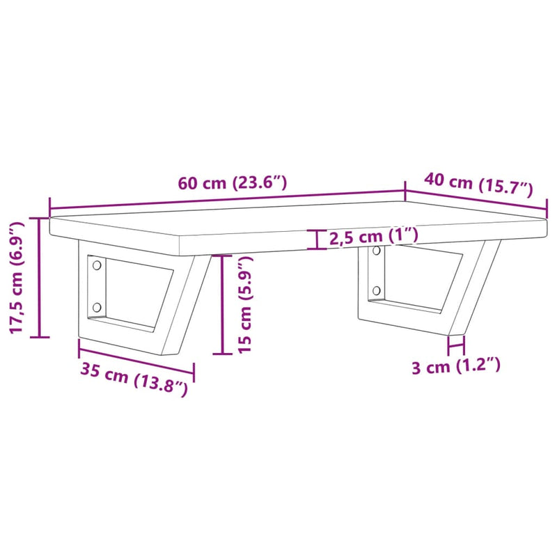 vidaXL acél és tömör tölgyfa falra szerelhető mosdópolc