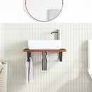 vidaXL acél és tömör tölgyfa falra szerelhető mosdópolc