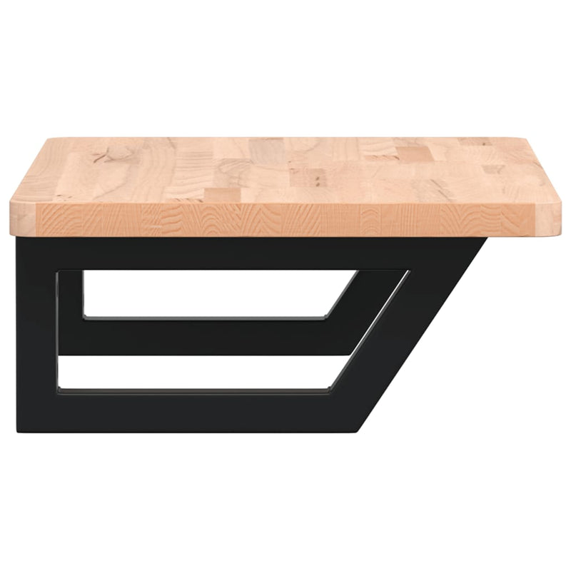 vidaXL acél és tömör bükkfa falra szerelhető mosdópolc