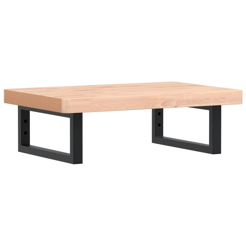 vidaXL acél és tömör bükkfa falra szerelhető mosdópolc