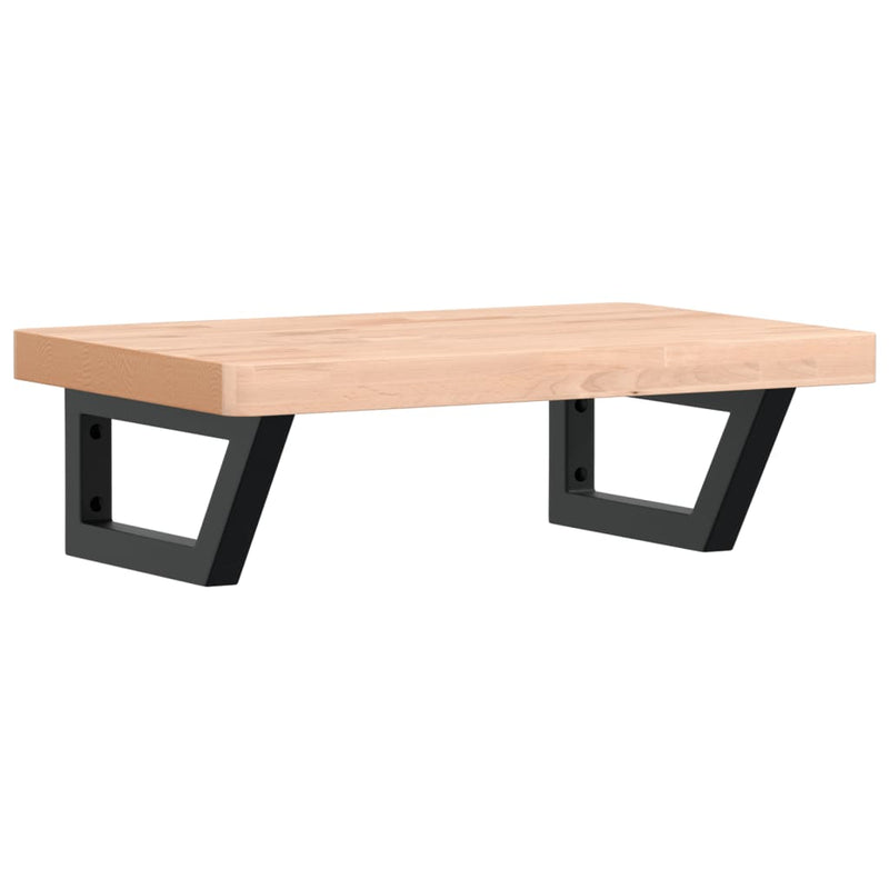 vidaXL acél és tömör bükkfa falra szerelhető mosdópolc