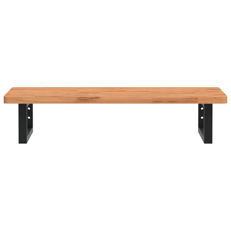 vidaXL acél és tömör bükkfa falra szerelhető mosdópolc