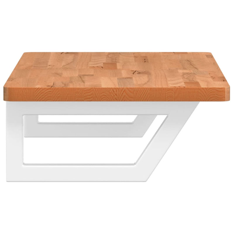 vidaXL acél és tömör bükkfa falra szerelhető mosdópolc