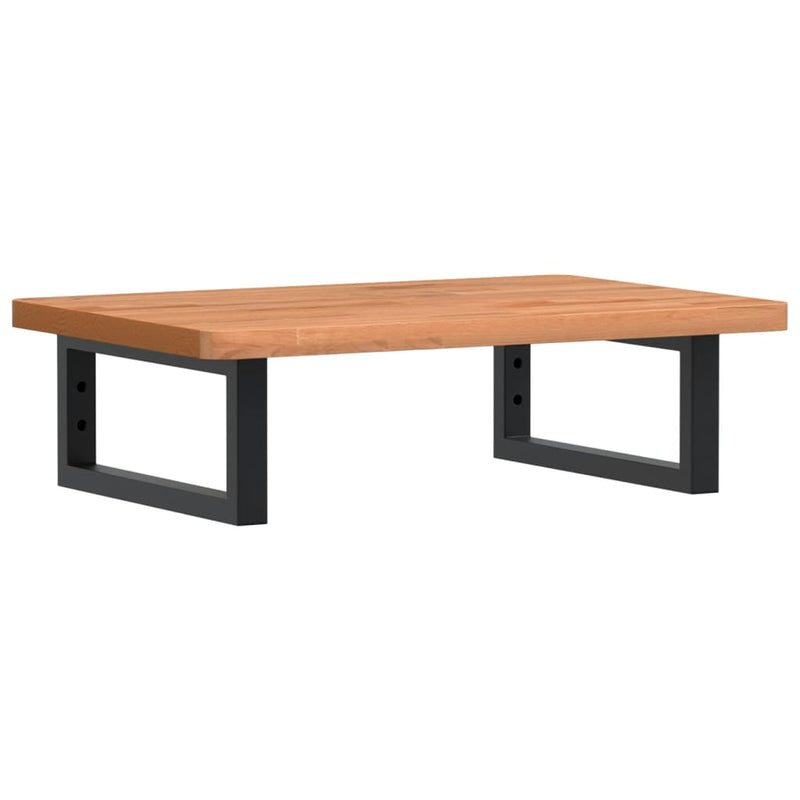 vidaXL acél és tömör bükkfa falra szerelhető mosdópolc