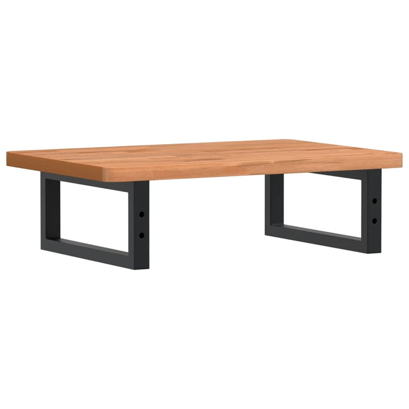 vidaXL acél és tömör bükkfa falra szerelhető mosdópolc