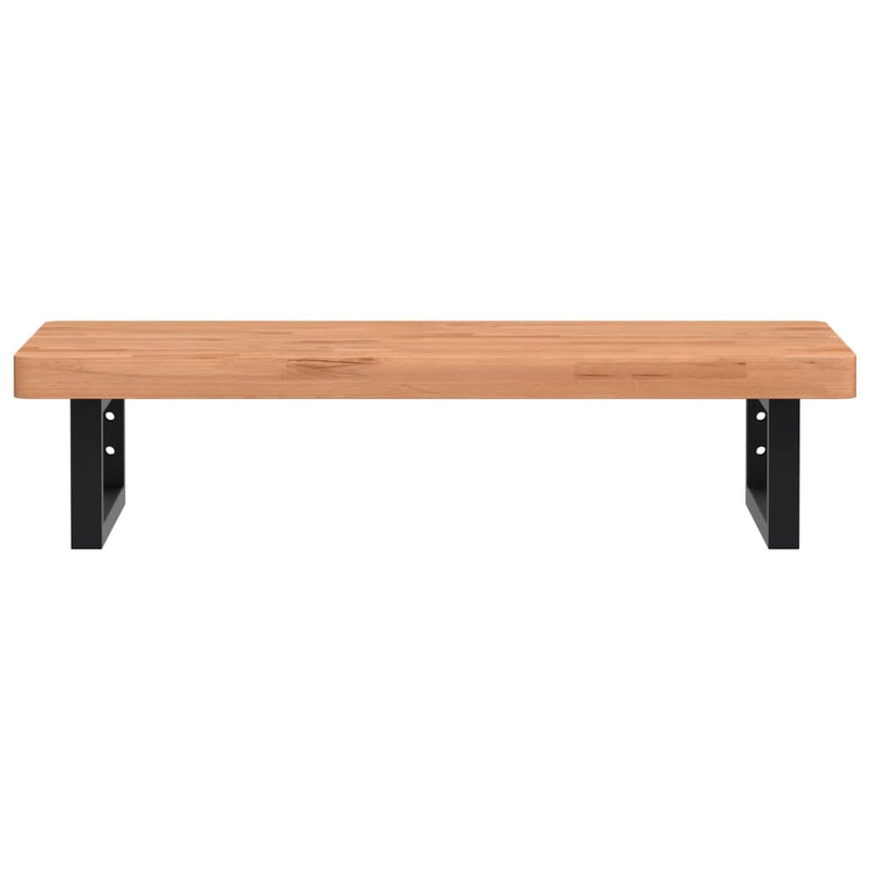 vidaXL acél és tömör bükkfa falra szerelhető mosdópolc