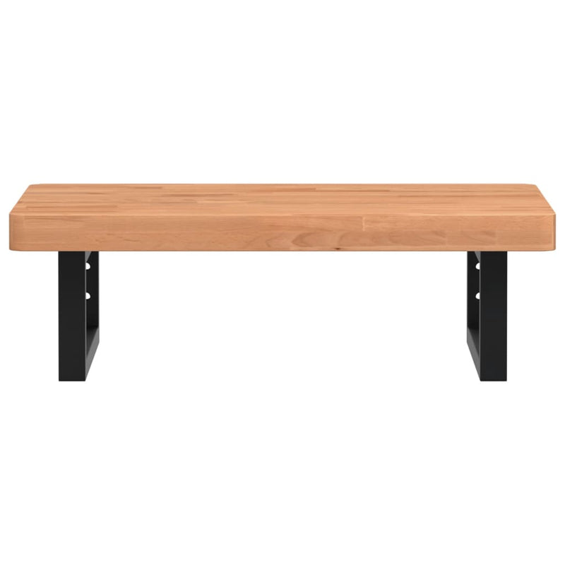 vidaXL acél és tömör bükkfa falra szerelhető mosdópolc