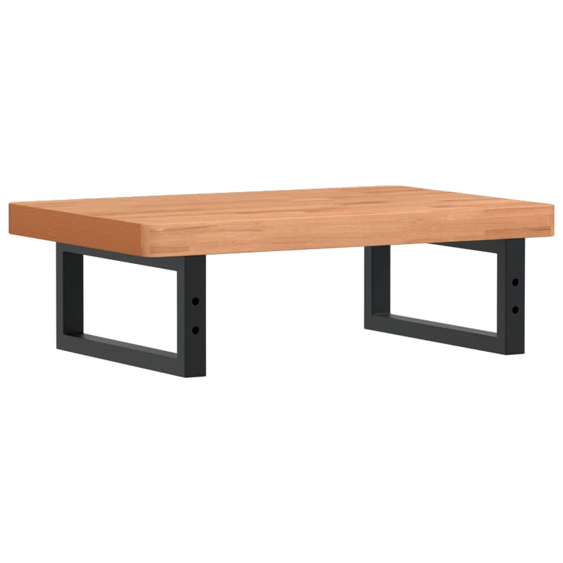 vidaXL acél és tömör bükkfa falra szerelhető mosdópolc