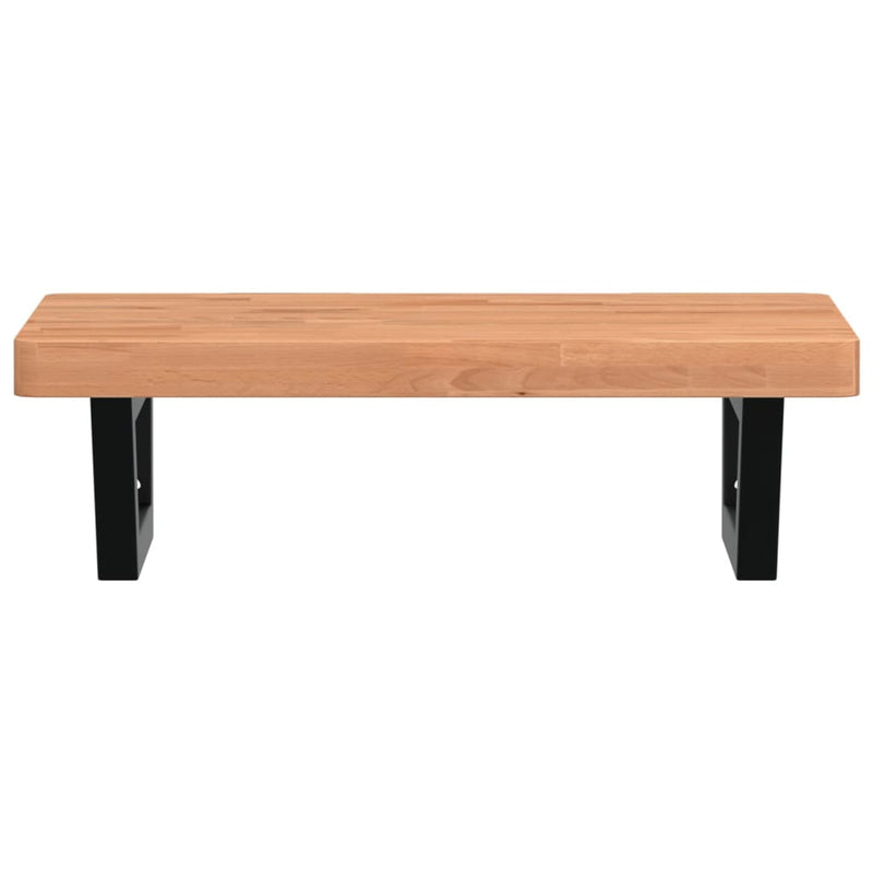 vidaXL acél és tömör bükkfa falra szerelhető mosdópolc