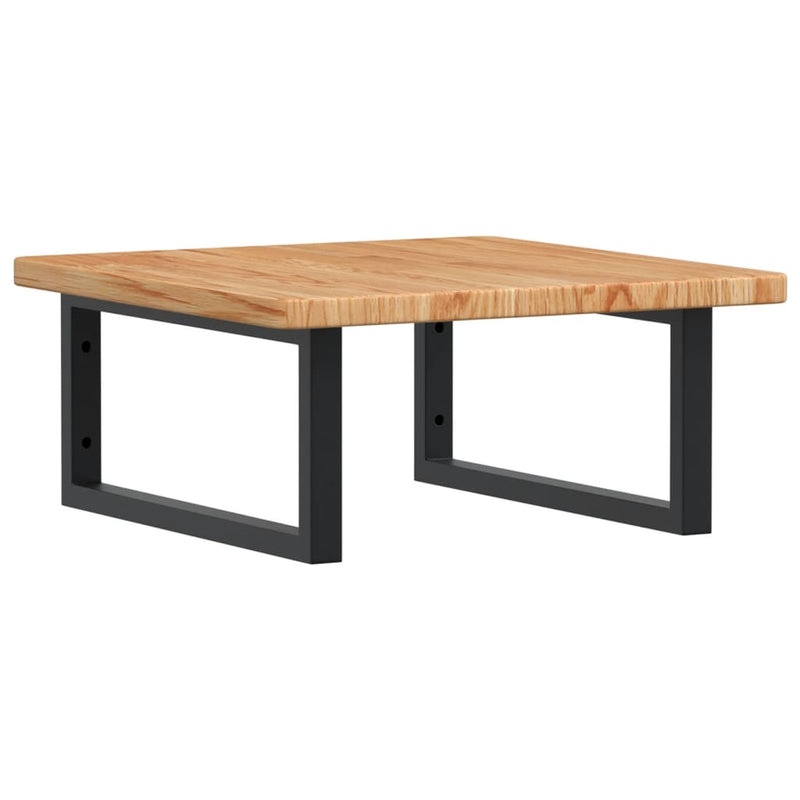 vidaXL acél és tömör tölgyfa falra szerelhető mosdópolc