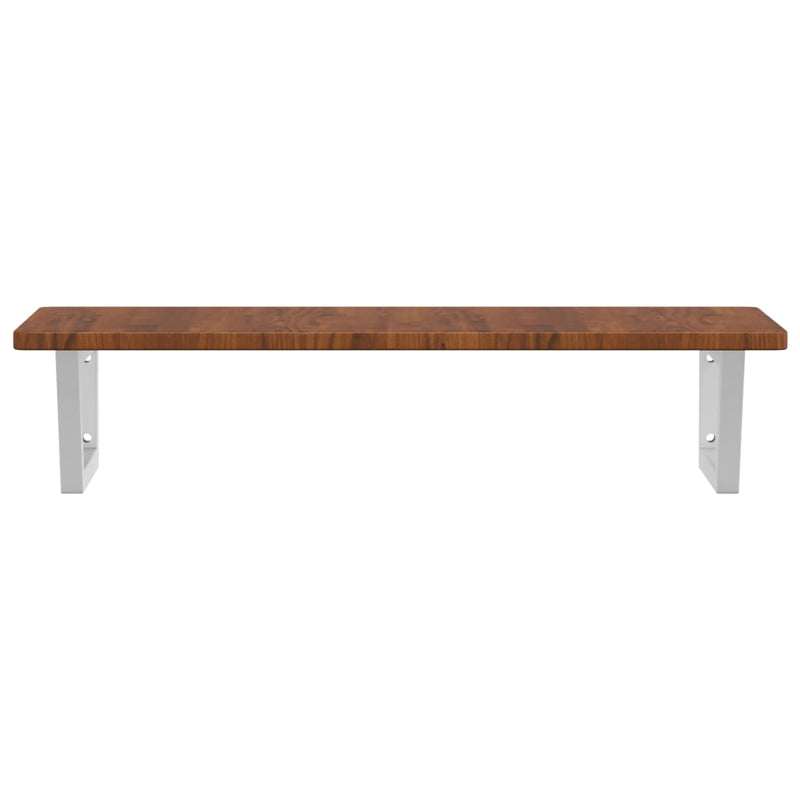 vidaXL acél és tömör tölgyfa falra szerelhető mosdópolc