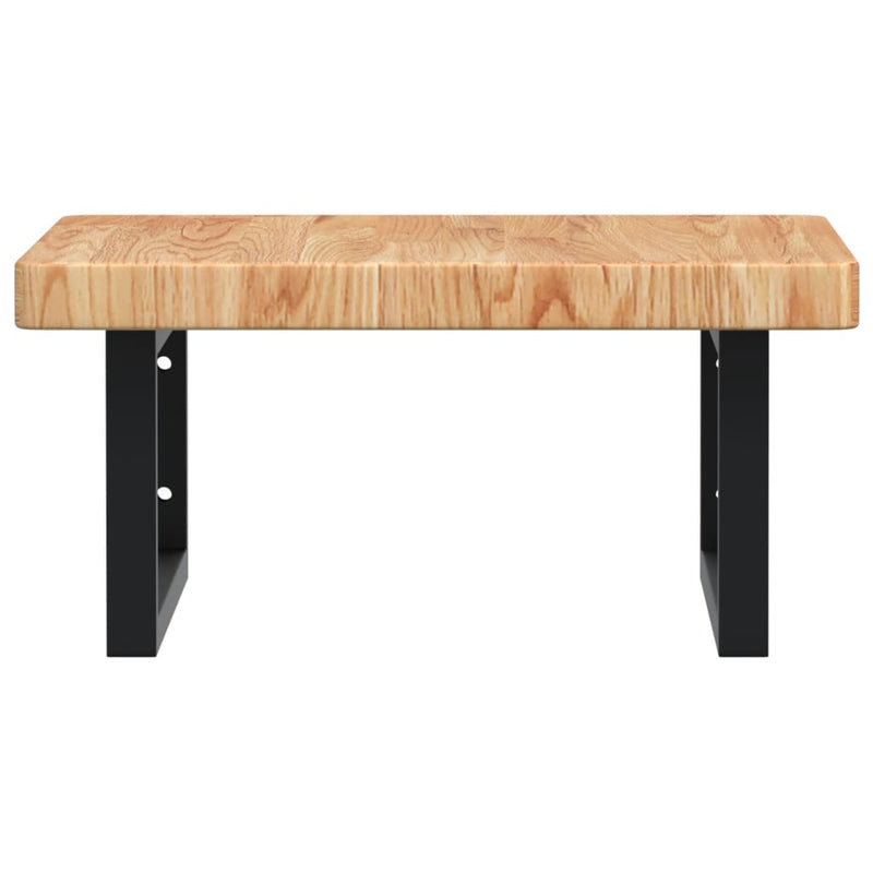 vidaXL acél és tömör tölgyfa falra szerelhető mosdópolc