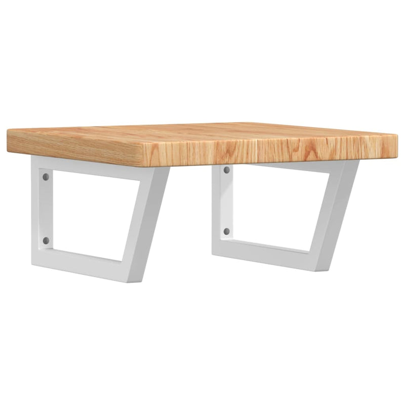 vidaXL acél és tömör tölgyfa falra szerelhető mosdópolc