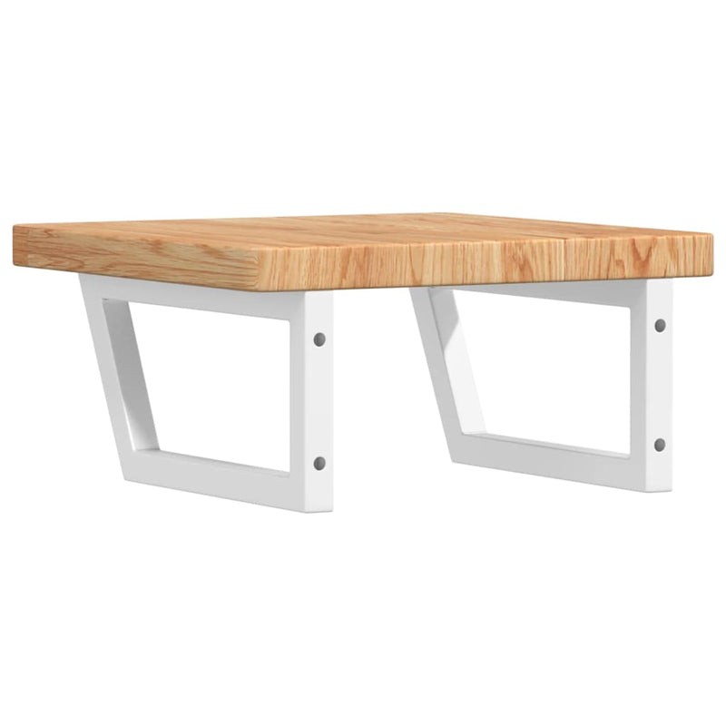 vidaXL acél és tömör tölgyfa falra szerelhető mosdópolc