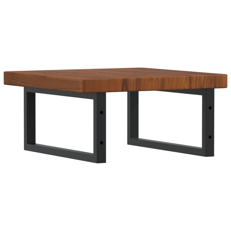 vidaXL acél és tömör tölgyfa falra szerelhető mosdópolc