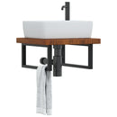 vidaXL acél és tömör tölgyfa falra szerelhető mosdópolc