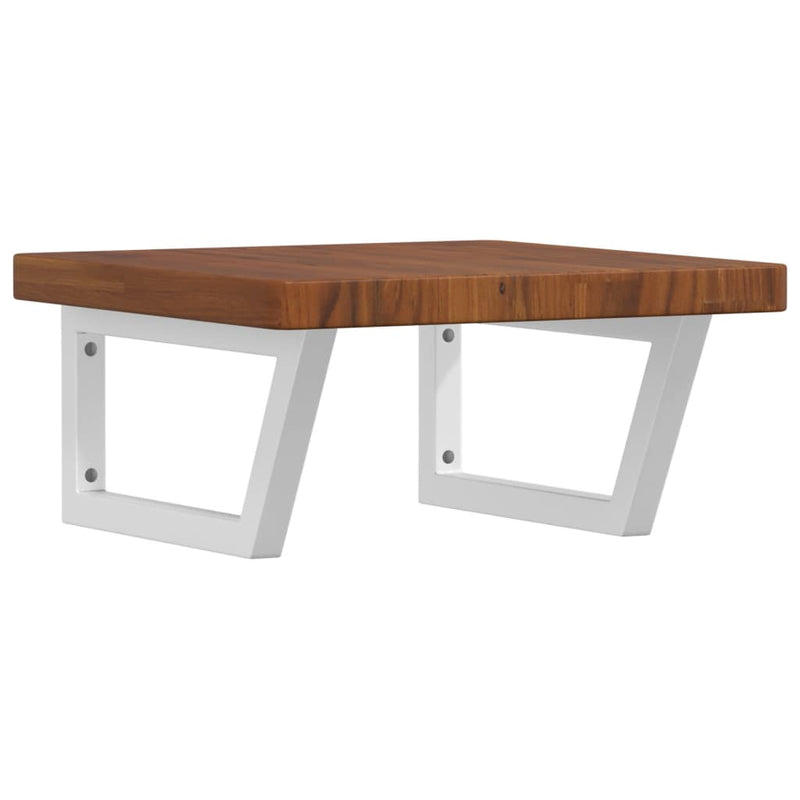 vidaXL acél és tömör tölgyfa falra szerelhető mosdópolc