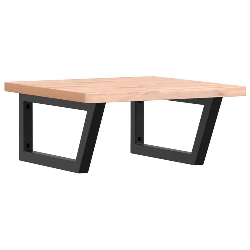 vidaXL acél és tömör bükkfa falra szerelhető mosdópolc