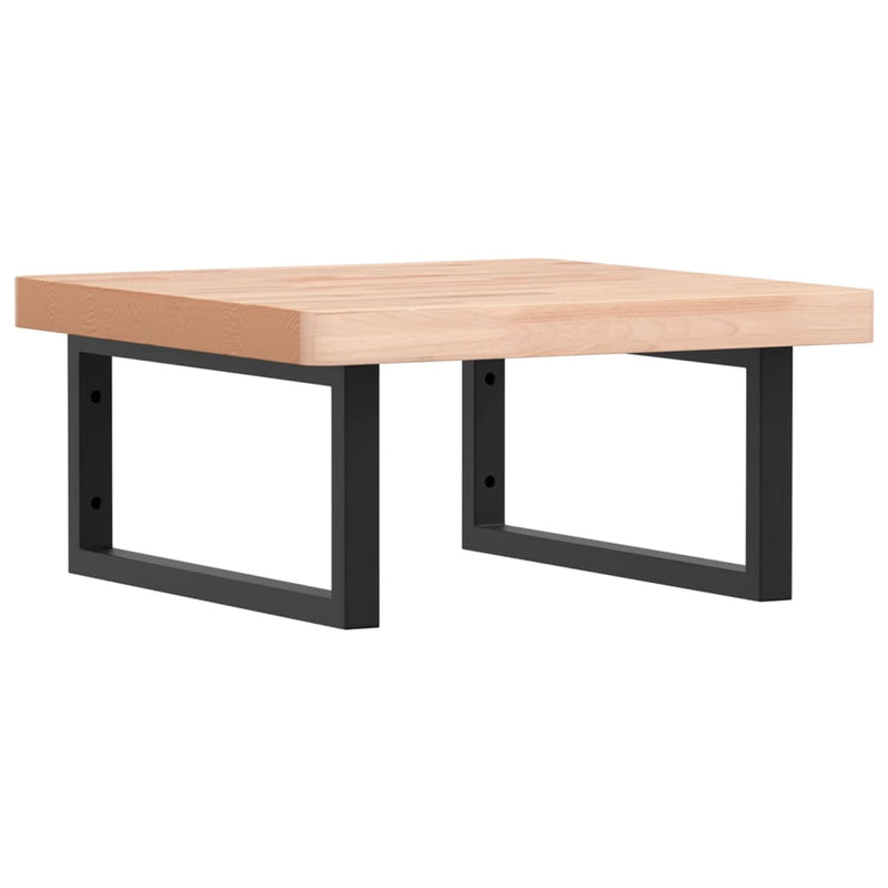 vidaXL acél és tömör bükkfa falra szerelhető mosdópolc