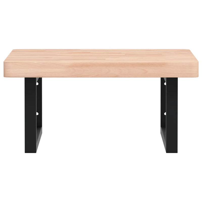 vidaXL acél és tömör bükkfa falra szerelhető mosdópolc