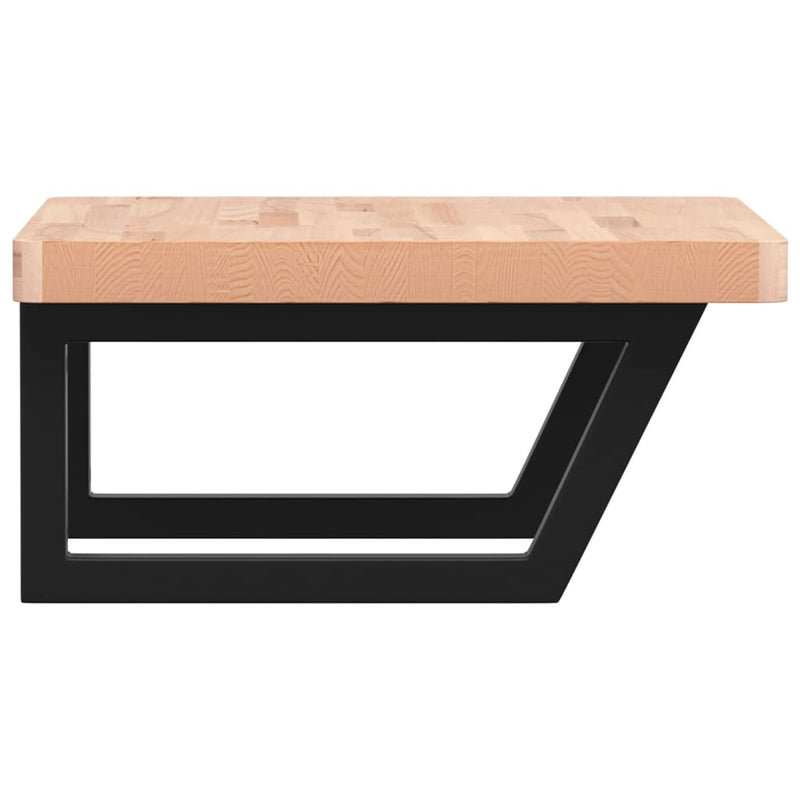 vidaXL acél és tömör bükkfa falra szerelhető mosdópolc