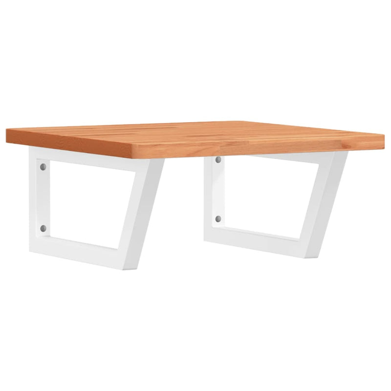 vidaXL acél és tömör bükkfa falra szerelhető mosdópolc