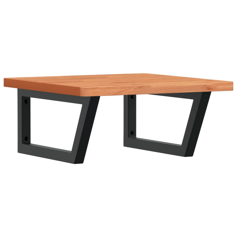 vidaXL acél és tömör bükkfa falra szerelhető mosdópolc