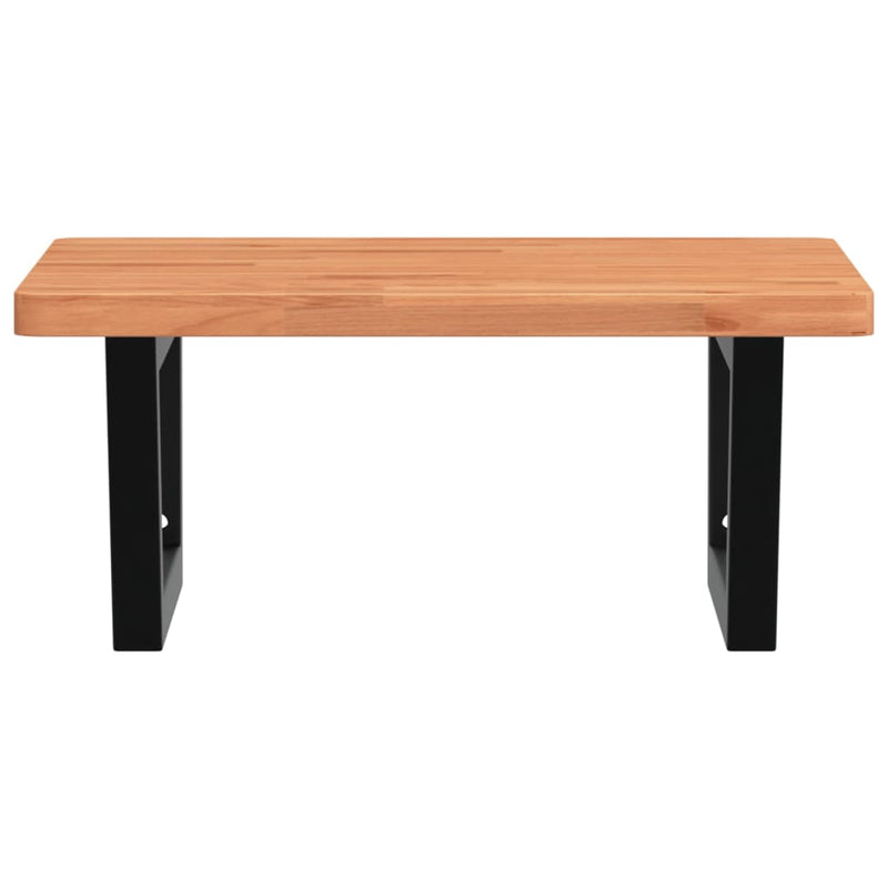 vidaXL acél és tömör bükkfa falra szerelhető mosdópolc