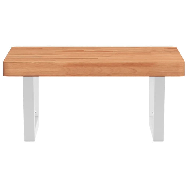 vidaXL acél és tömör bükkfa falra szerelhető mosdópolc