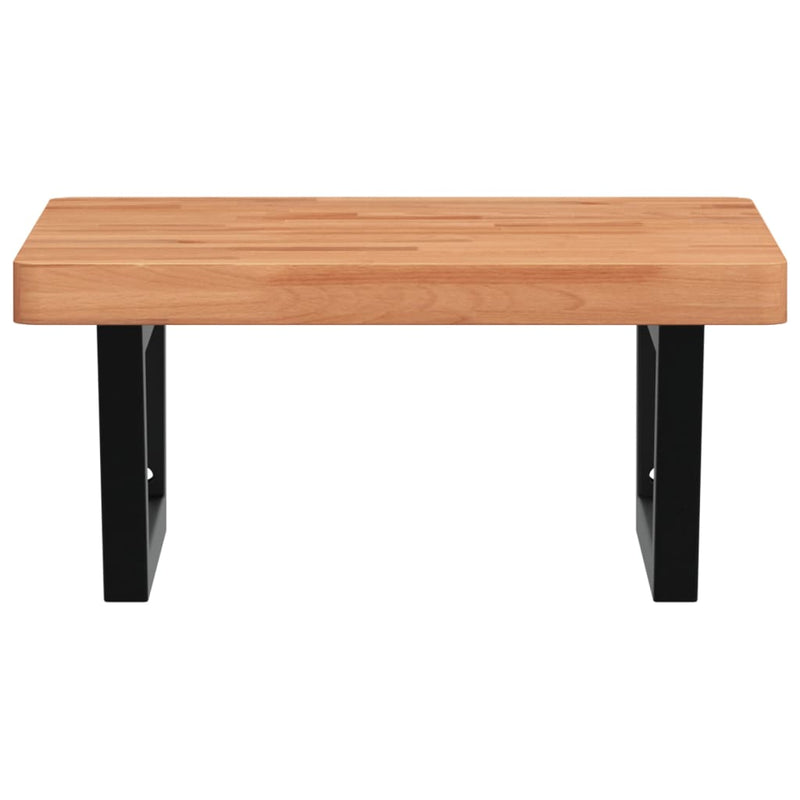 vidaXL acél és tömör bükkfa falra szerelhető mosdópolc