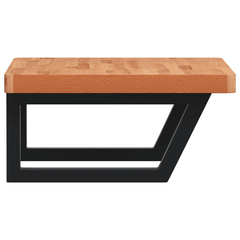 vidaXL acél és tömör bükkfa falra szerelhető mosdópolc