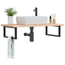 vidaXL acél és tömör bükkfa falra szerelhető mosdópolc