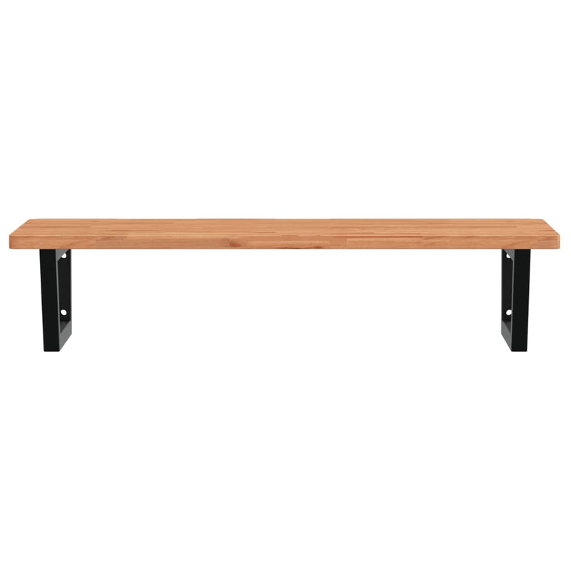 vidaXL acél és tömör bükkfa falra szerelhető mosdópolc